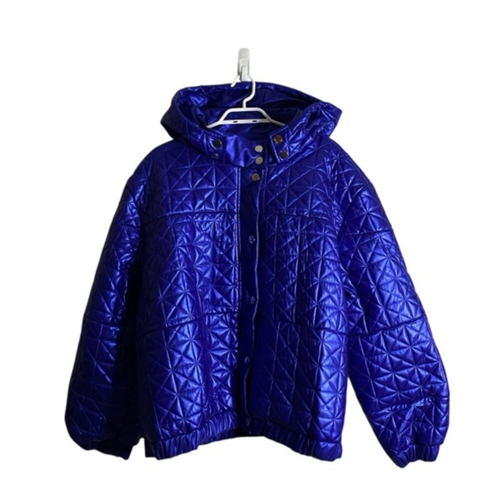 Shein Curve Women’s Purple Quilted Vibrant Hooded Jacket